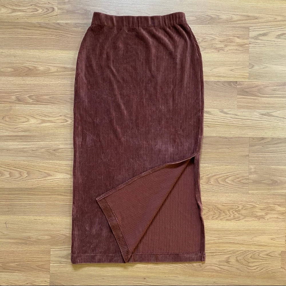 Free People Velvet Corded Midi Skirt